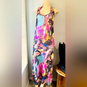 AARON ASHE women’s dress colorful print perfect for summer size small